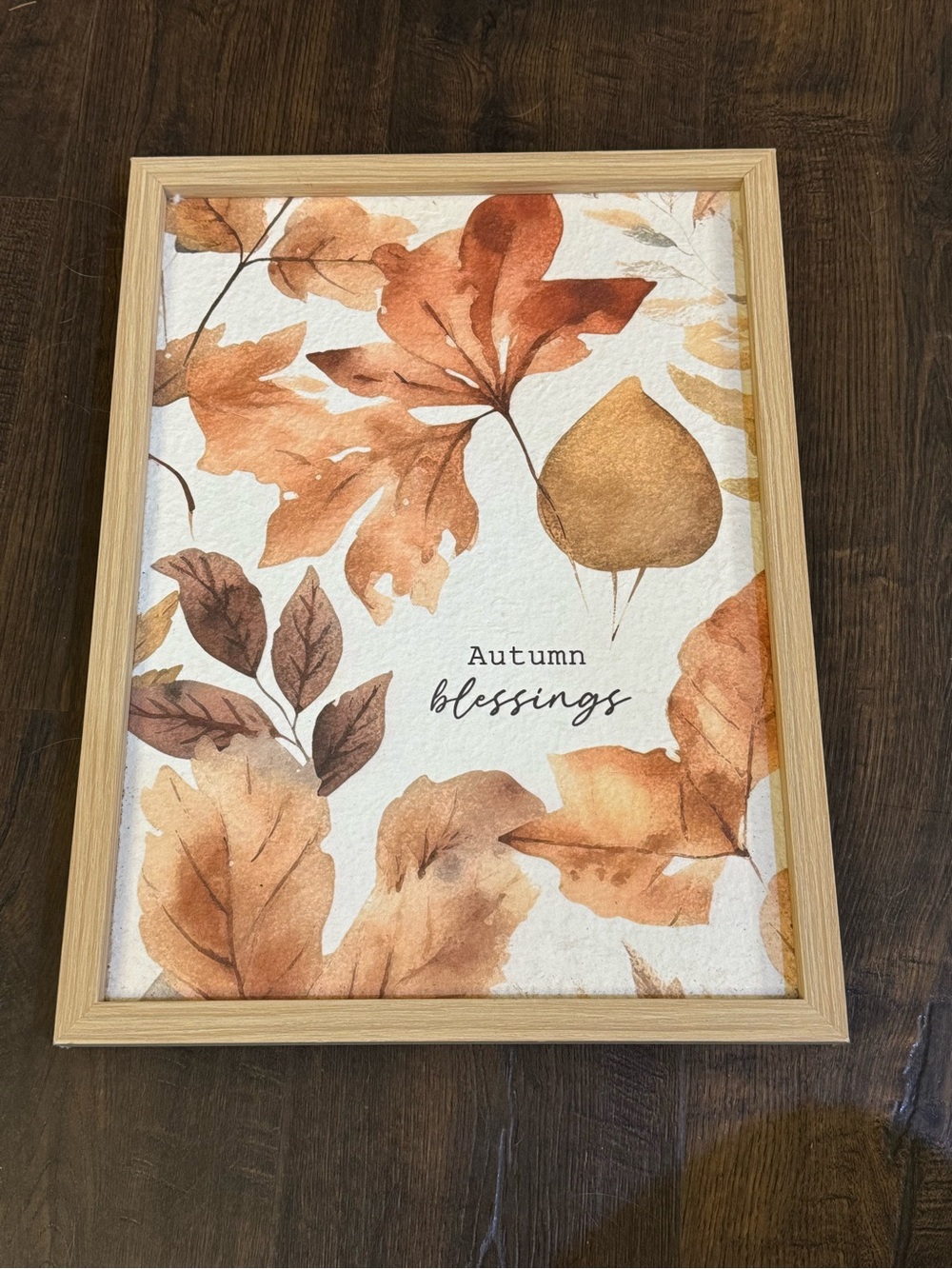 Autumn Blessings Framed Wall Art - Rust & Gold Leaf Print